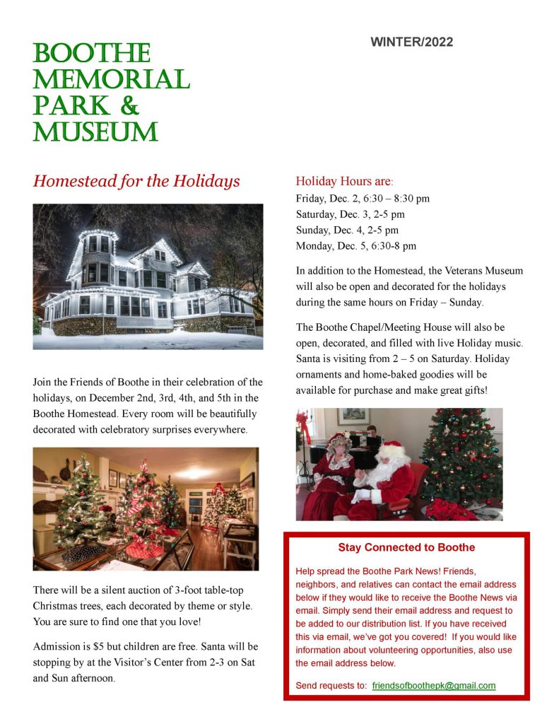 Winter 2022 Friends of Boothe Park Newsletter cover