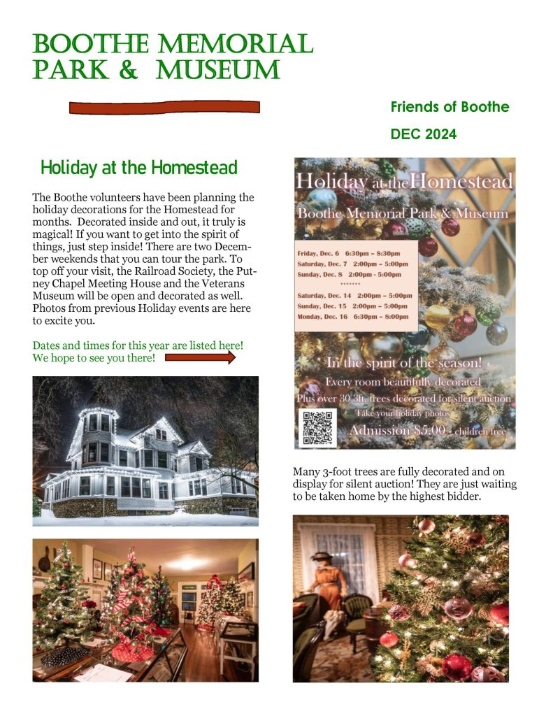 December 2024 Friends of Boothe Park Newsletter cover