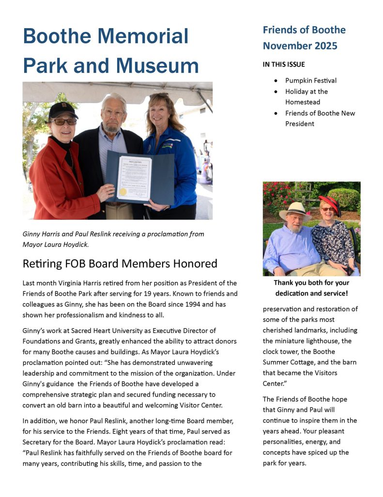 November 2025 Friends of Boothe Park Newsletter cover